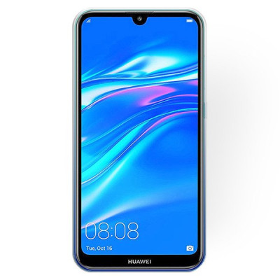 Силиконови гърбове Силиконови гърбове за Huawei Луксозен силиконов гръб ТПУ с брокат за Huawei Y7 2019 DUB-LX1 преливащ сребристо към синьо 